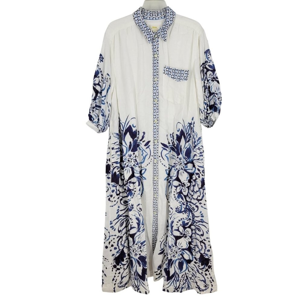 Maeve The Irene Linen Shirt Dress Resort Luxe Coastal Mediterranean XLP Vacation - Picture 4 of 8
